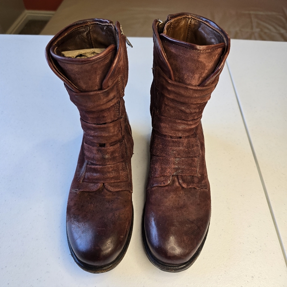 A.S.98 Leather Traver Military Boots Burgundy Women's 7.5-8 Euro 38 - Picture 7 of 12